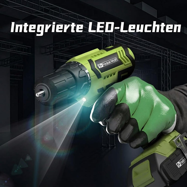 FADAWALT Akkuschrauber Set, 20V Akku Bohrschrauber Set mit 2 Akkus mit je 1300mAh, 21+1 Drehmomentst