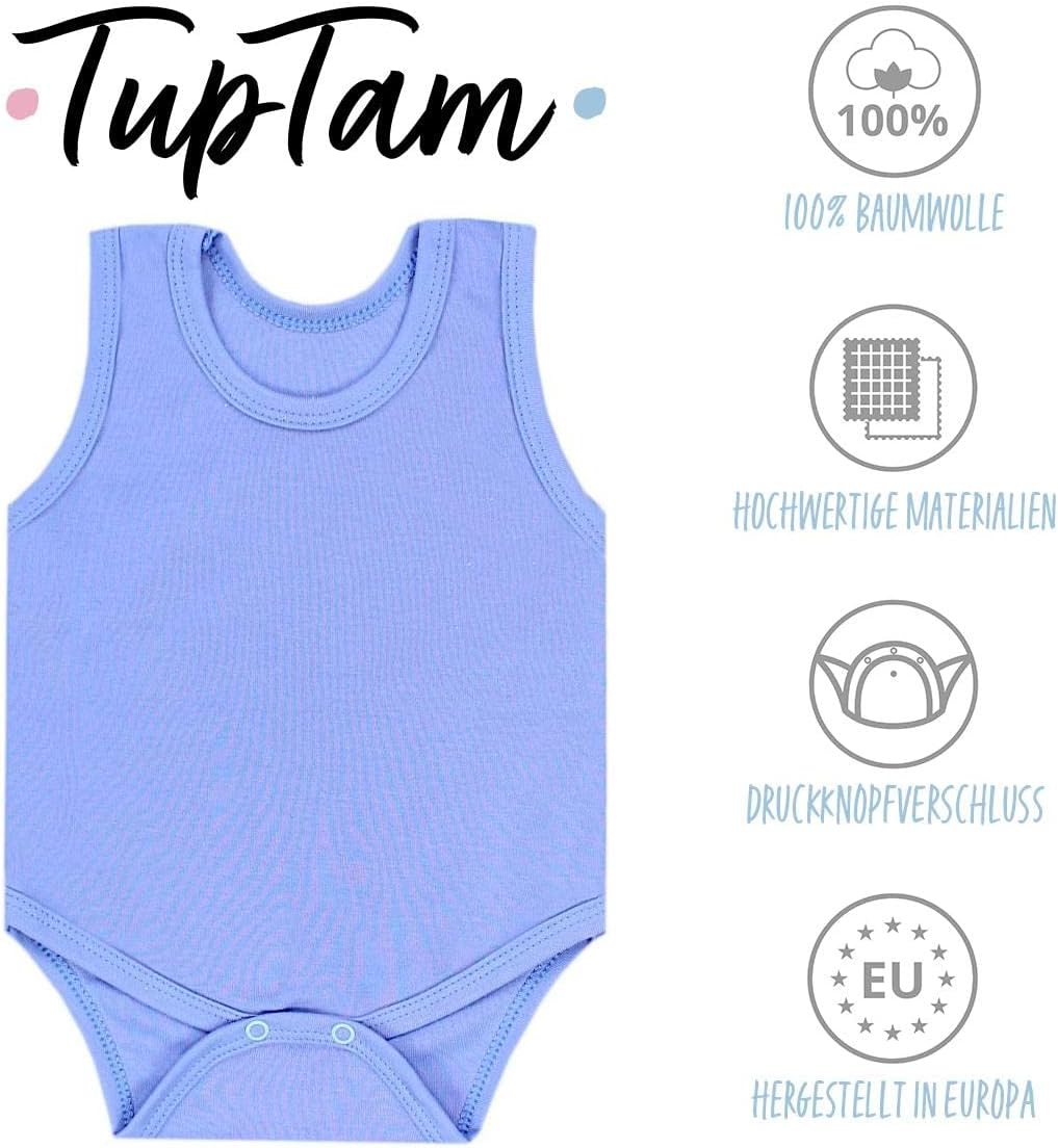 TupTam Baby Jungen Achselbody – Weicher Baby Body im 5er Pack aus Baumwolle, Body Baby Unifarben OEK