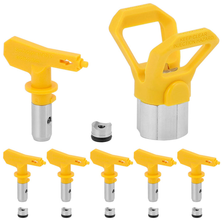 QWORK® Airless Düsenset Modelle 515/517519521/523/525, 6 Airless Düse mit Spitzendichtung, 1 Düse Si