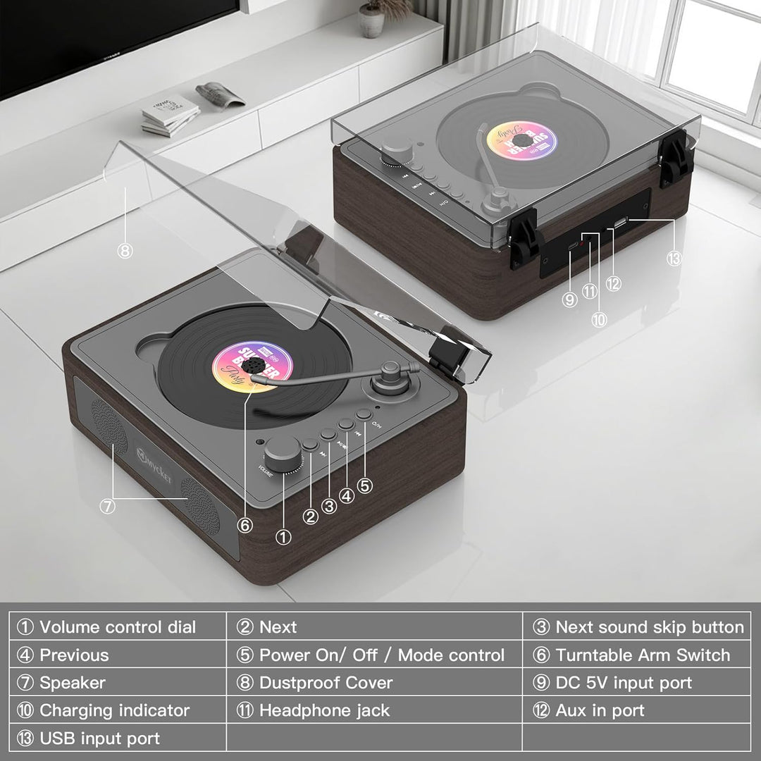 Mycket CD Player Tragbar mit Bluetooth 5.0, CD Musik mit Fernbedienung, HiFi-Dual-Stereo-Lautspreche