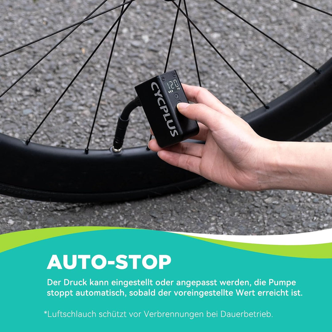 CYCPLUS AS2Pro Tiny Elektrofahrradpumpe, 120g, Aluminiumgehäuse | 120PSI, Auto-Stopp, Druckanzeige,