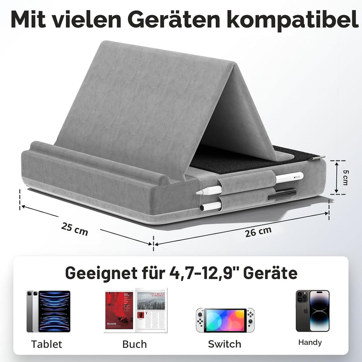 KDD Tablet Halter Kissen, Faltbarer Ipad Kissenständer mit verstellbarem Winkel, Tablet Kissenhalter