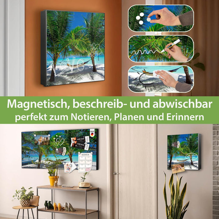 banjado Grosser Schlüsselkasten Glas - Schlüsselbox 30x30cm mit 50 Haken - Schlüsselkasten modern fü