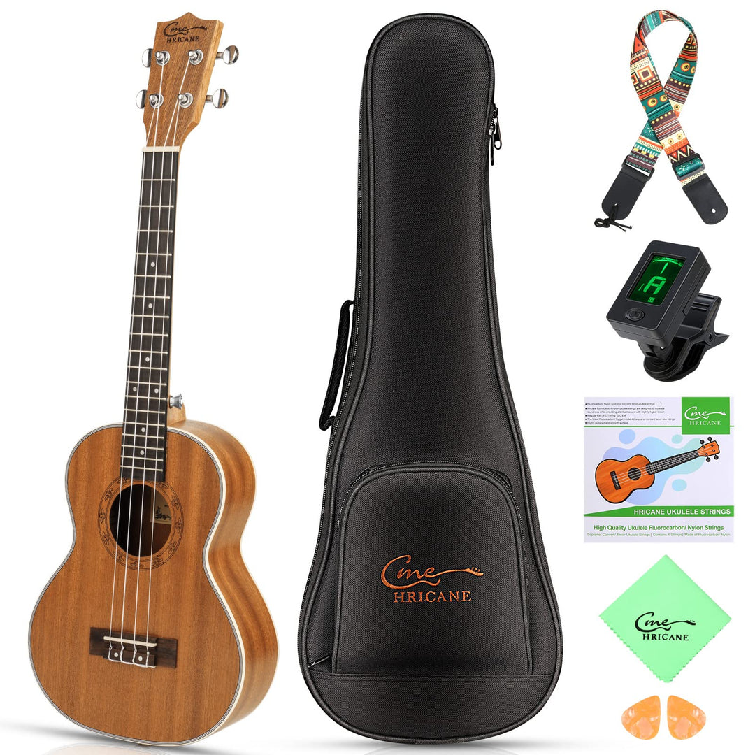 Hricane Sapele Sopran Ukulele Set für Kinder und Erwachsene 21 Zoll Ukulele Starter Kit mit Tasche,