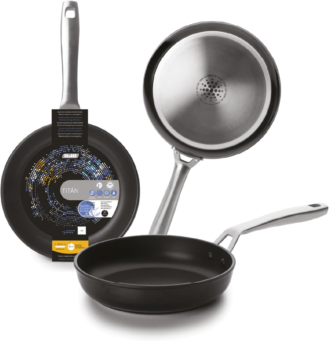 IBILI - Pfanne Titan, 28 cm, Aluminiumdruckguss, Anti-Haft, geeignet für Induktion 28 cms, 28 cms