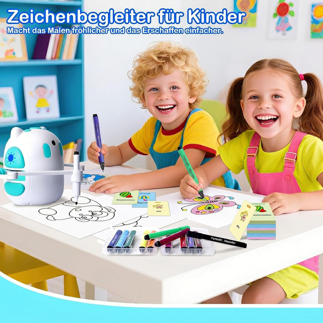 Zeichenroboter für Kinder 150 Lernkarten mit Sprachführung Montessori Malzeug Jungen & Mädchen 3-8 J