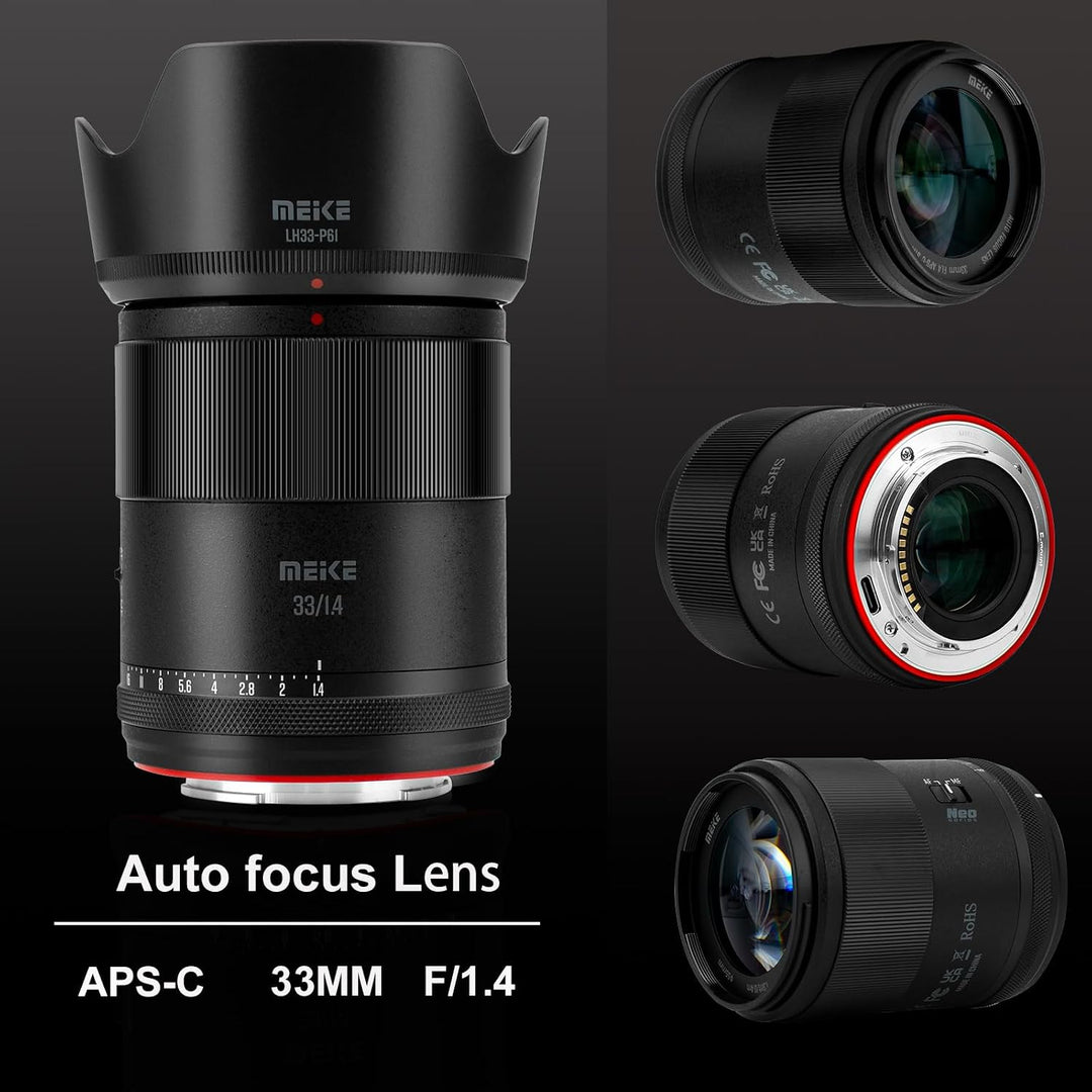 Meike 33 mm F1.4 Autofokus grosse Blende STM Schrittmotor APS-C Portrait Objektiv kompatibel mit Son
