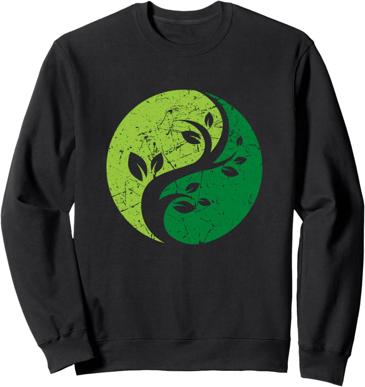 Yin Yang Mediation Yoga Natur Yinyang Distressed Design Sweatshirt
