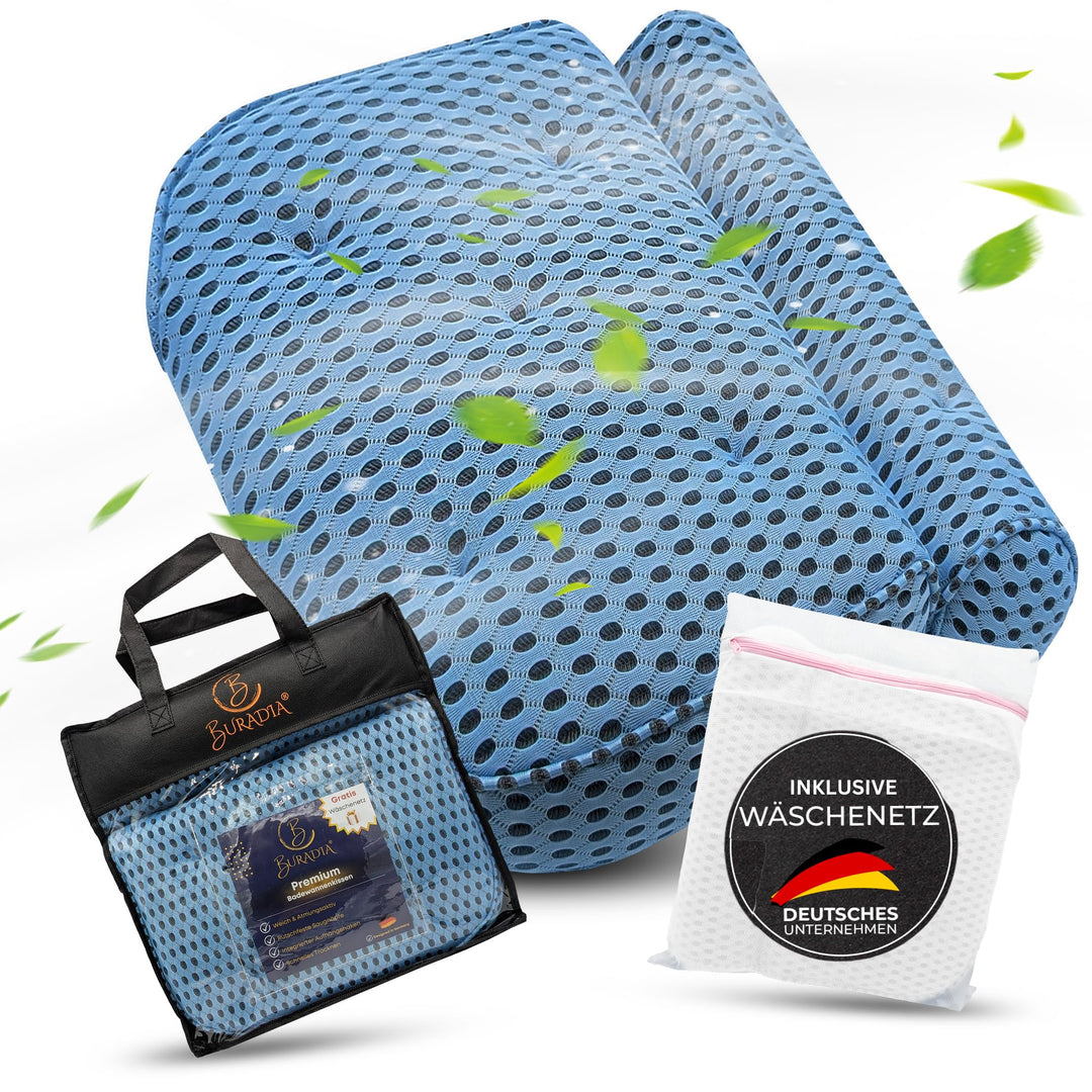 Badewannenkissen inkl. Wäschenetz - Ultimativer Komfort und Entspannung mit neuester Air Mesh Techno