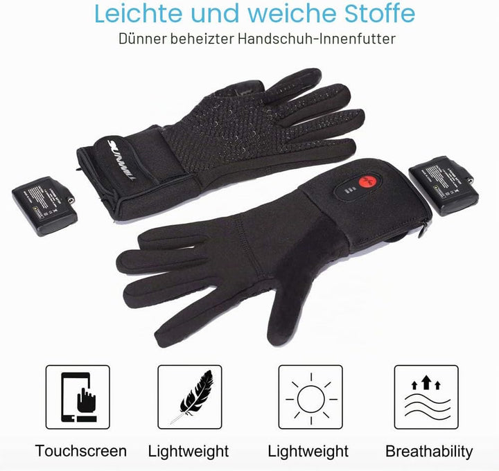Sun Will elektrische beheizte Handschuhe für Herren Damen，wiederaufladbar beheizbare Winter Handschu
