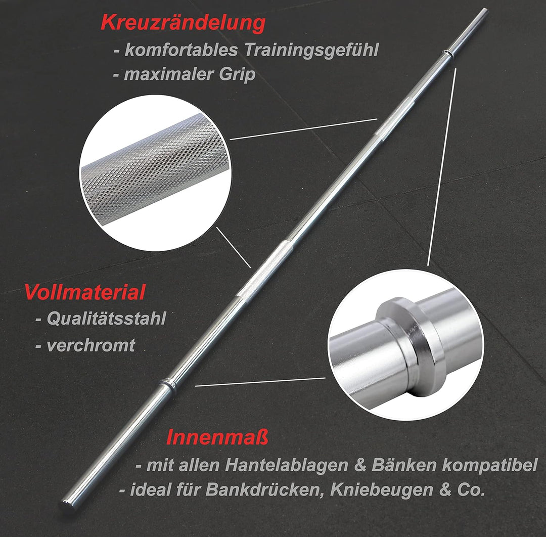 POWER-XTREME Langhantelstange 30mm Hantelstange | 167cm | 180cm | 195cm | gerändelte Griffflächen |