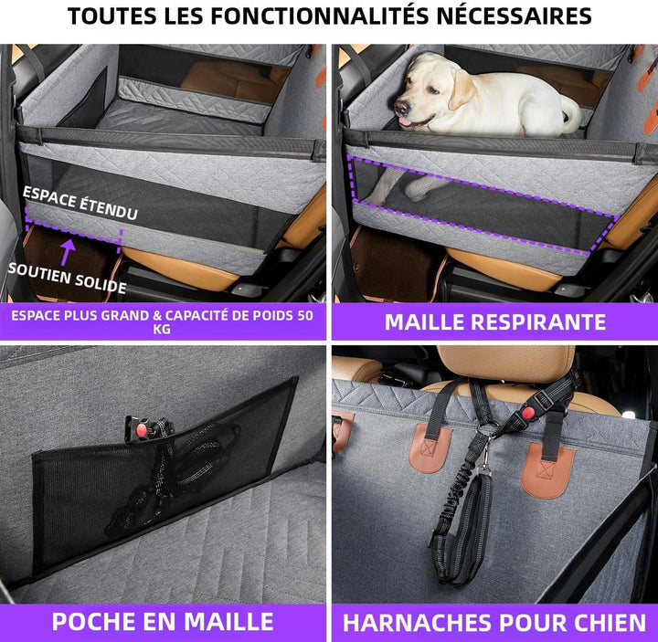 Hundesitz für Grosshunde bis 25kg – Sicherer Autositzbezug für Rücksitz, Robuster Hunde-Boostersitz