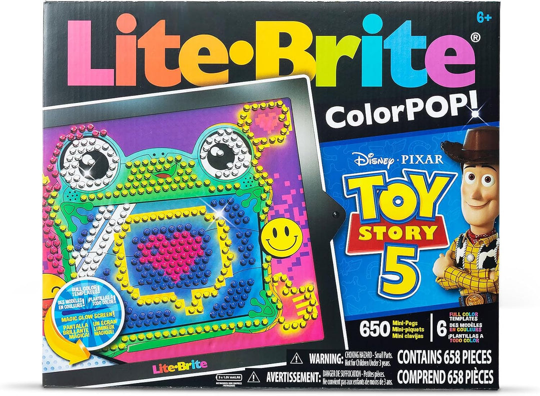 Basic Fun Lite Brite ColorPOP Toy Story 5 Light Up Kunstset mit 650 Mini-Stiften HD-Bildschirm und F