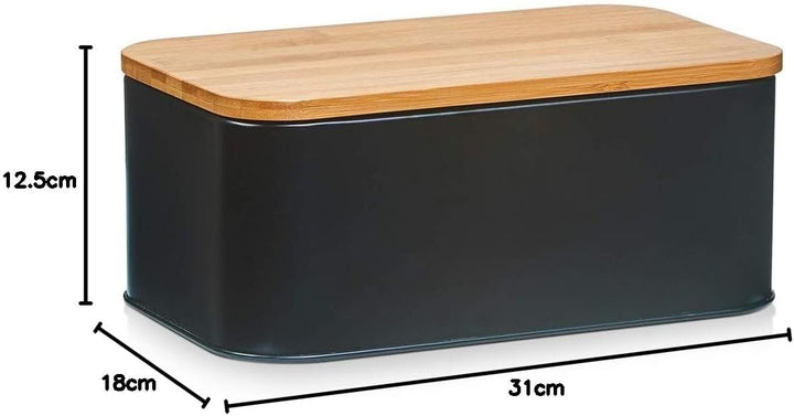 Zeller 25372 Brotkasten, Metall, schwarz, 31 x 18 x 12.5 cm Schwarz ca. 31 x 18 x 12,5 cm, Schwarz c