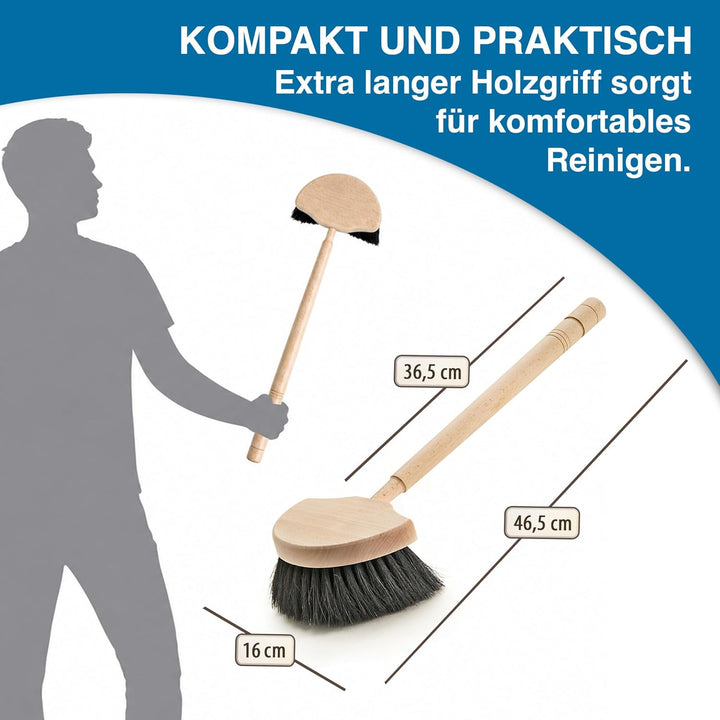 Fensterwascher Halbmond gefertigt aus Buchenholz und Naturhaar- Rosshaarborsten. Fensterbürste mit e