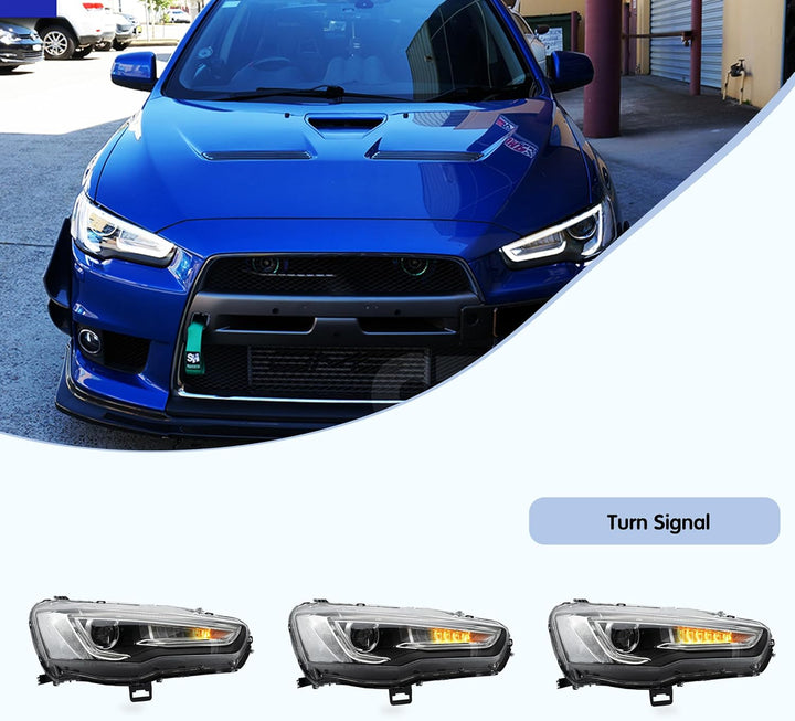 VLAND Scheinwerfer passend für EVO X & Lancer 2008-2020 Ersatzscheinwerfer mit dynamischer Anzeige,