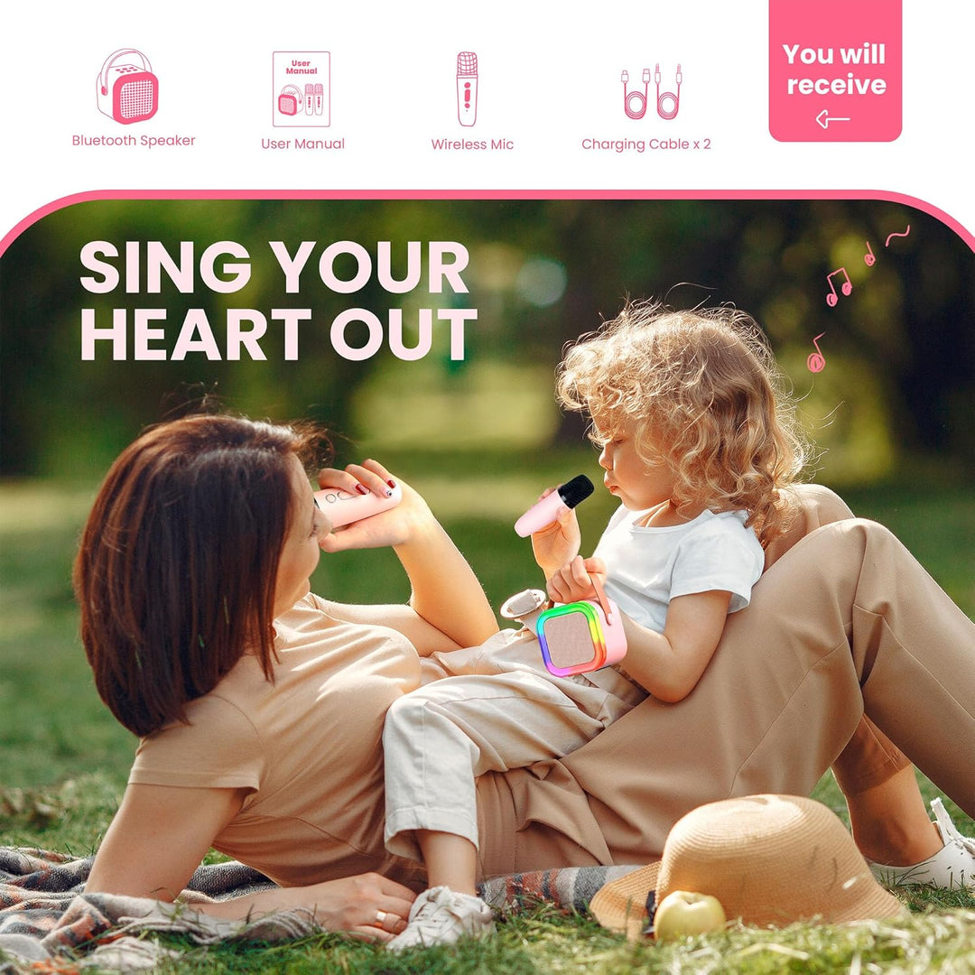 Ankuka Mini Bluetooth Karaoke Maschine, 2024 Spielzeug Karaoke mit 1 Mikrofon für 4, 5, 6, 7, 8, 9,
