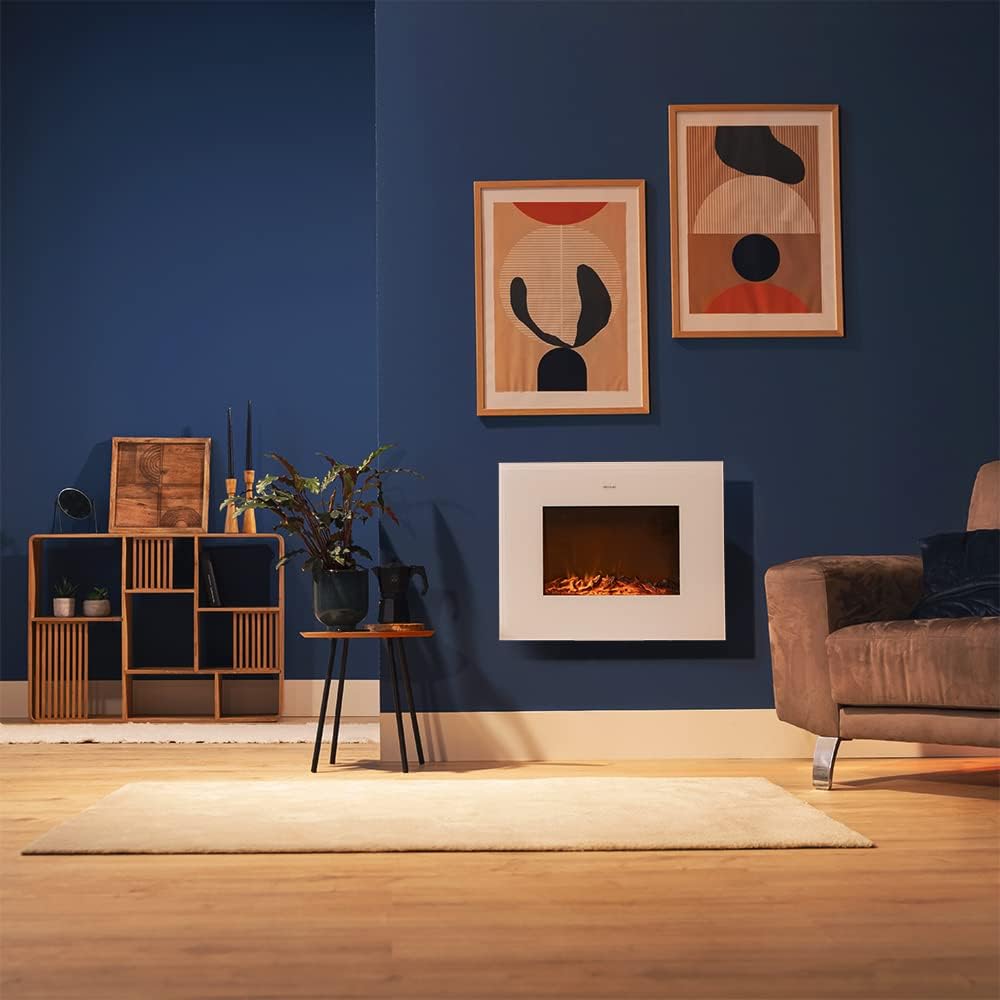 Cecotec Dekorativer Elektrischer Kaminofen ReadyWarm 2700 Design Flames White. 26“, 2000 W mit 2 Lei