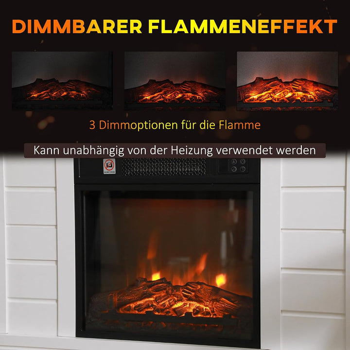 HOMCOM Elektrokamin mit Heizung, elektrischer Kamin mit Flammeneffekt, 1800 W Dekokamin mit Timer, E
