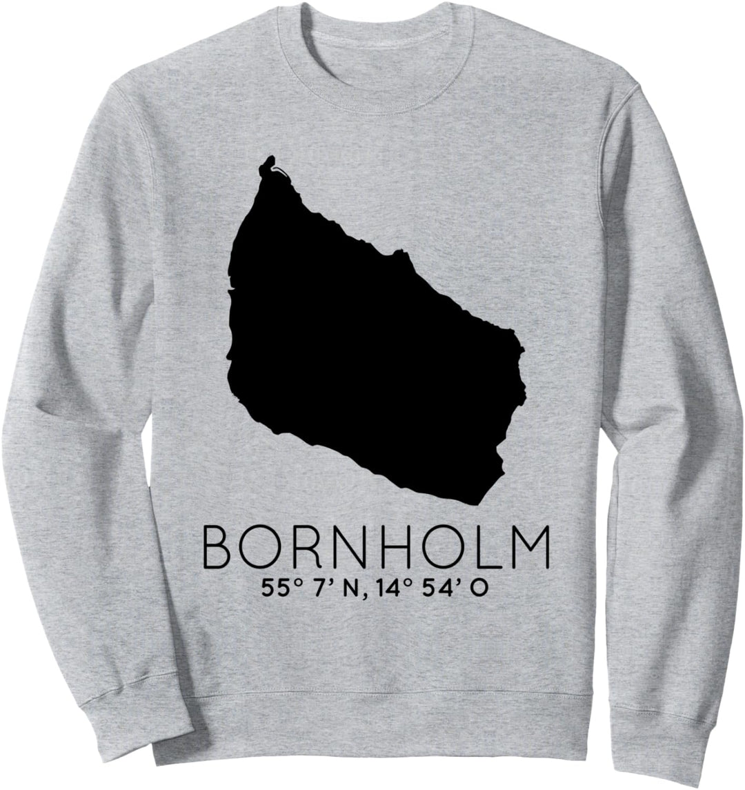 Dänemark Koordinaten Insel Bornholm Karte Sweatshirt