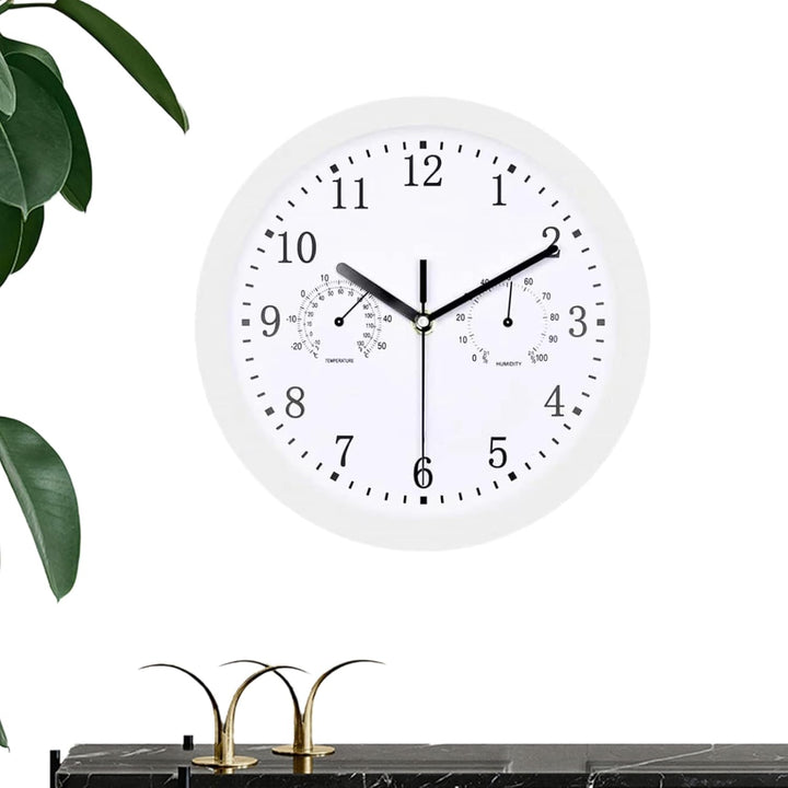 Innen Draussen Wetterfeste Wanduhr mit Temperaturanzeige und Hygrometer, 10 Zoll Gartenuhr Wetterfes