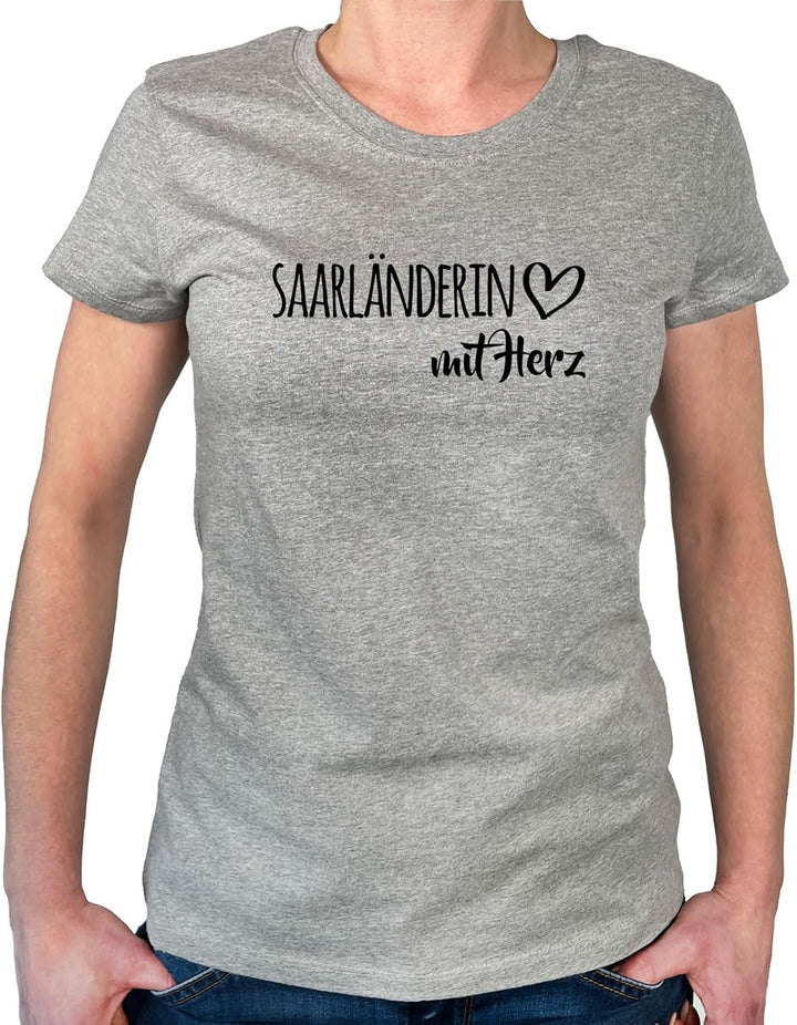 huuraa Damen T-Shirt Saarländerin mit Herz Bio Baumwolle Fairtrade Oberteil Grösse XS-XXL mit Motiv