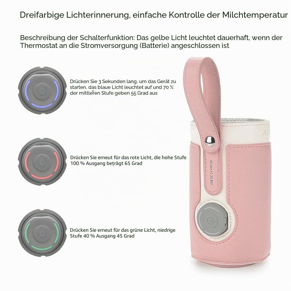 Flaschenwärmer-Tasche, 3-fach Temperaturverstellbar, Tragbarer Babyflaschenwärmer Zum Anschluss an M