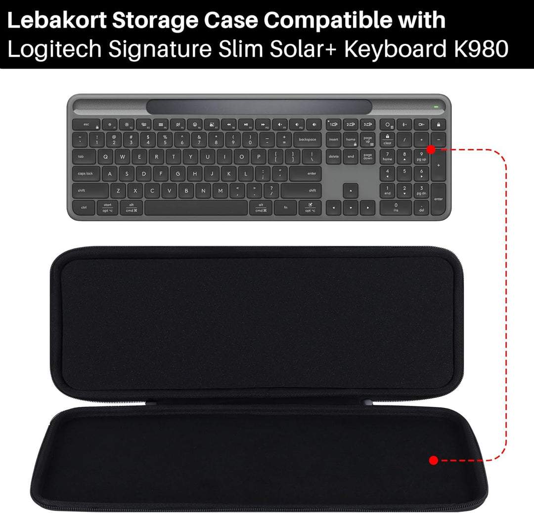 Lebakort Hart Reise Schutz Hülle Etui Tasche für Logitech Signature Slim Solar+ K980 Tastatur