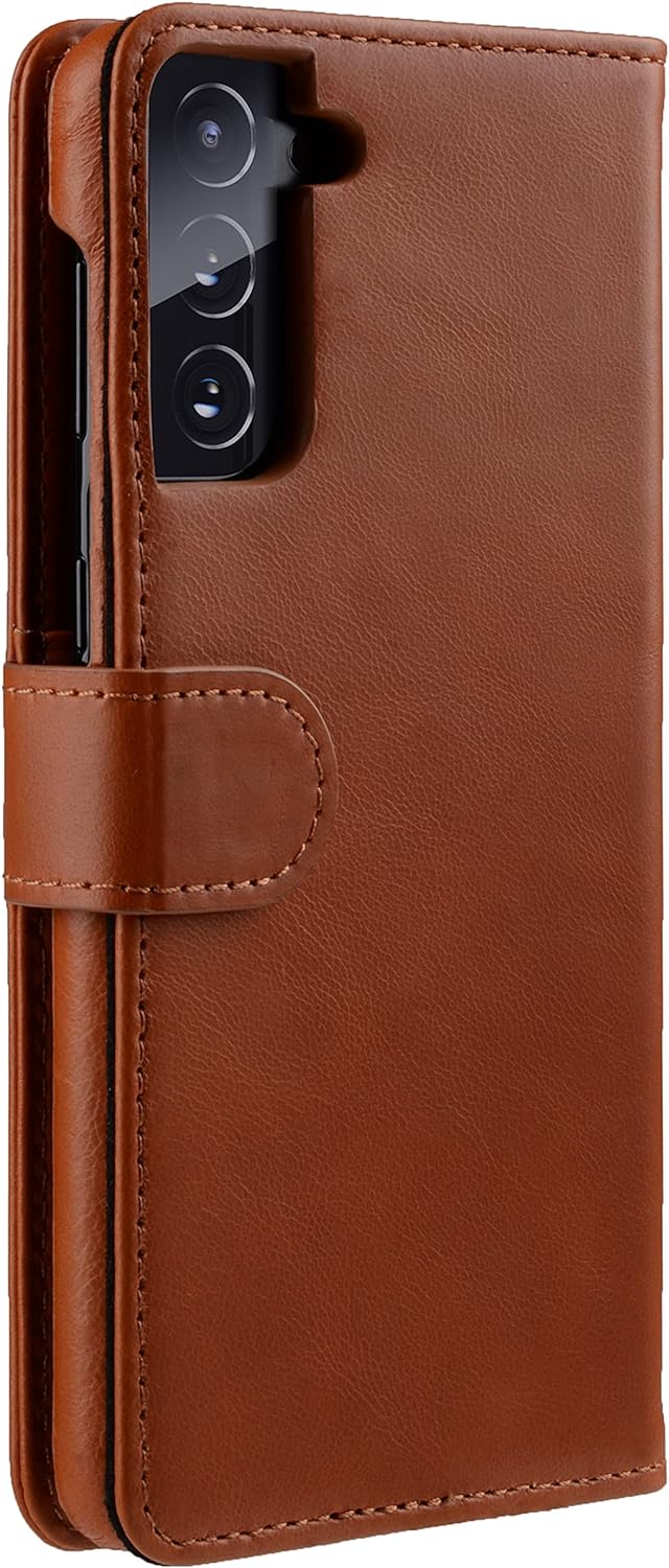 STILGUT Talis kompatibel mit Samsung Galaxy S21 Plus 5G Hülle mit Kartenfach aus Leder, Flip Cover,