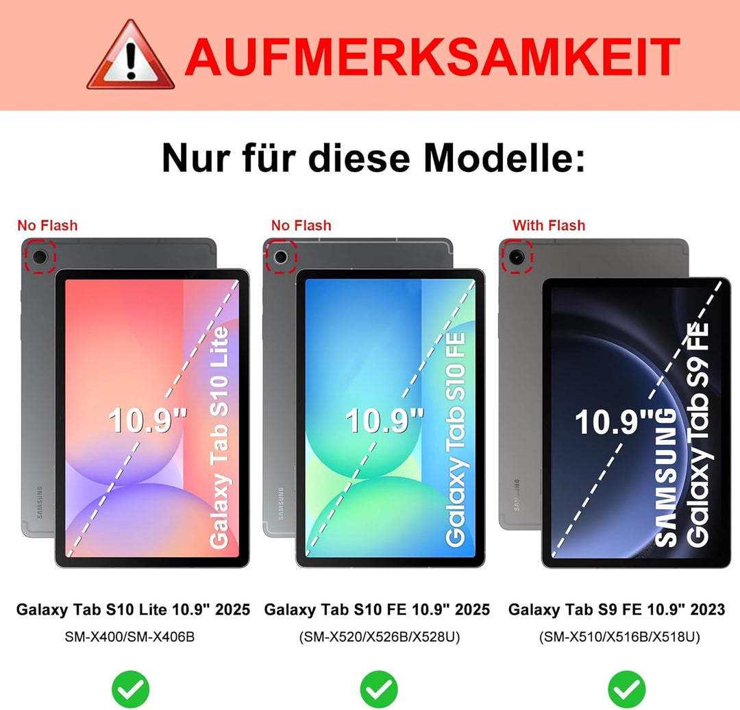 Tastatur für Samsung Galaxy Tab S10 Lite AI Tablet 10.9" 2025/S10 FE, Hülle mit Tastatur für Samsung