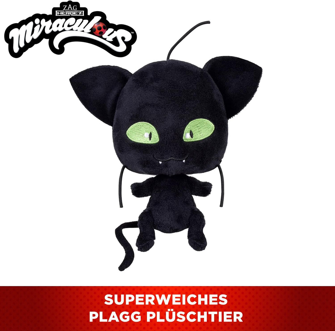 BANDAI - Miraculous Ladybug - Weiches Stofftier 15cm - Plagg - P50692, Plagg