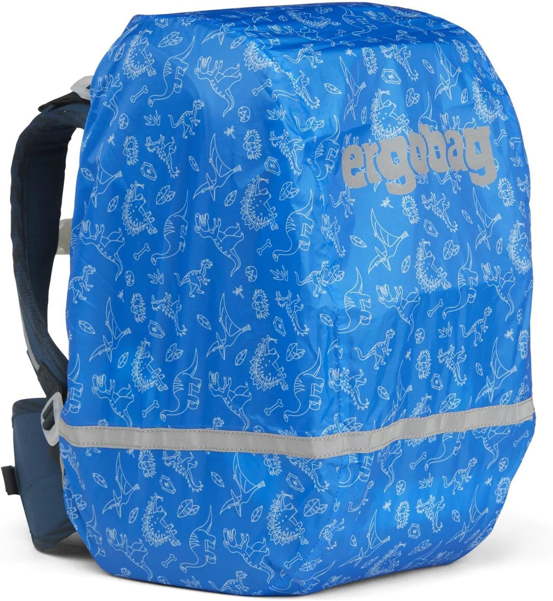 ergobag Regenschutz für Schulranzen und Rucksack, wasserdicht, mit Reflektoren und Gummizug
