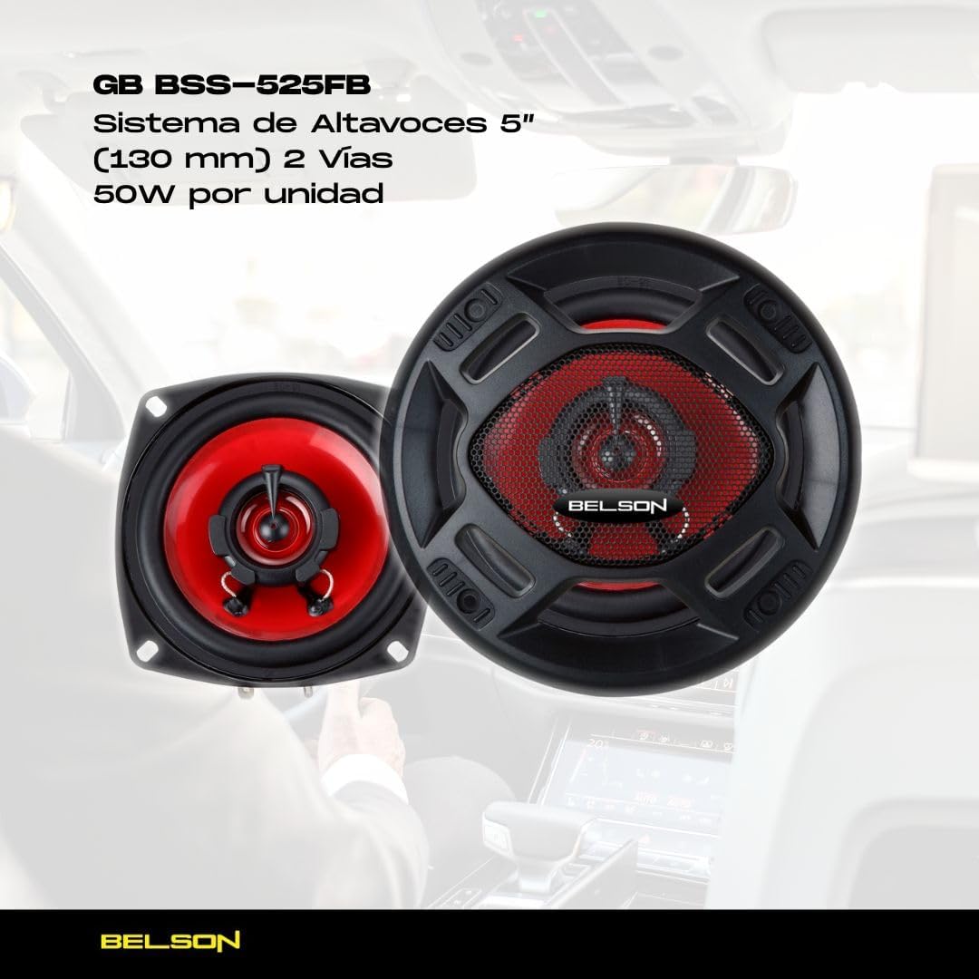Belson BSS-525FB Lautsprecher-Set, Koaxial, 12,7 cm (5 Zoll), 2-Wege, 100 W, Schwarz