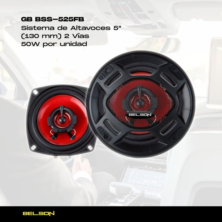 Belson BSS-525FB Lautsprecher-Set, Koaxial, 12,7 cm (5 Zoll), 2-Wege, 100 W, Schwarz