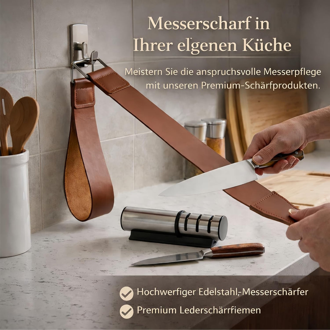 Messerschärfer Rollschleifer Set, Diamant Messerschärfer Profi 3 Stufen, Messerschleifer mit 2 Diama