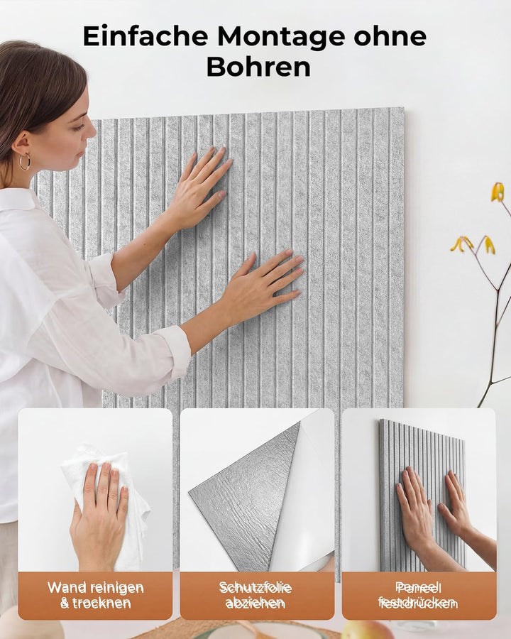 Akustikpaneele Selbstklebend, 10 Stück 120x60x0.9 cm(7.2m²) Wandpaneele Selbstklebend, Hohe Dichte S