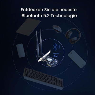 Tenda E33 WiFi 6E WLAN Karte (AX5400 Tri-Band 6GHz:2402Mbps+ 5GHz:2402Mbps+2.4GHz:574Mbps) 2 Abnemba