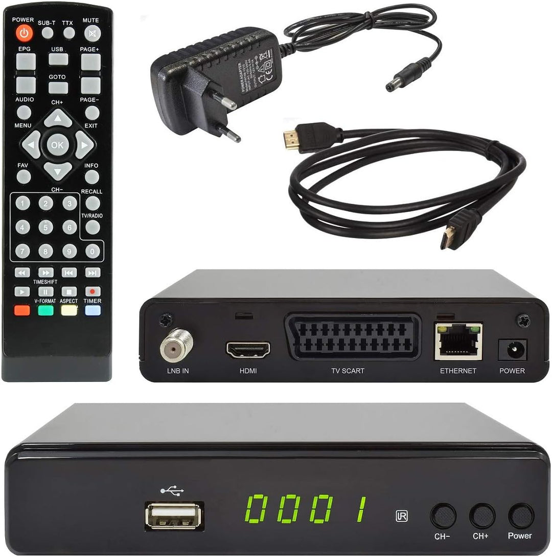 netshop 25 Set: Selfsat H30D4+ Flachantenne Quad + 4 HD Receiver + 50m Kabel + Fensterhalterung + 4