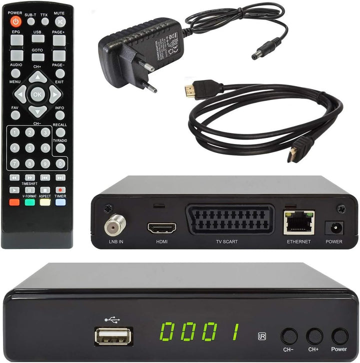 netshop 25 Set: Selfsat H30D4+ Flachantenne Quad + 4 HD Receiver + 50m Kabel + Fensterhalterung + 4