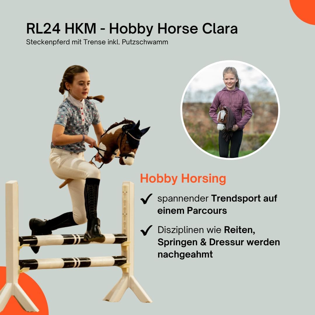 RL24 HKM - Hobby Horse Clara inkl MagicBrush | Steckenpferd mit Trense | Spielpferd aus Plüsch mit H