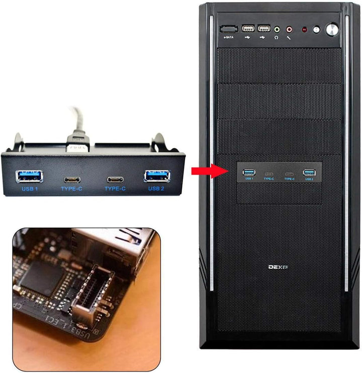 cablecc USB 3.1 Frontpanel Header auf USB-C & USB 3.0 HUB 4 Ports Frontpanel Motherboard Kabel für 3