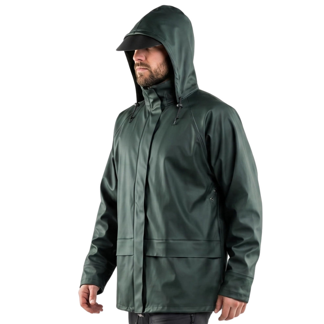 NEO TOOLS Herren Regenset, Regenmantel mit Kapuze und Regenhose, Gr. M-XXXL, verklebte Nähte, Reissv