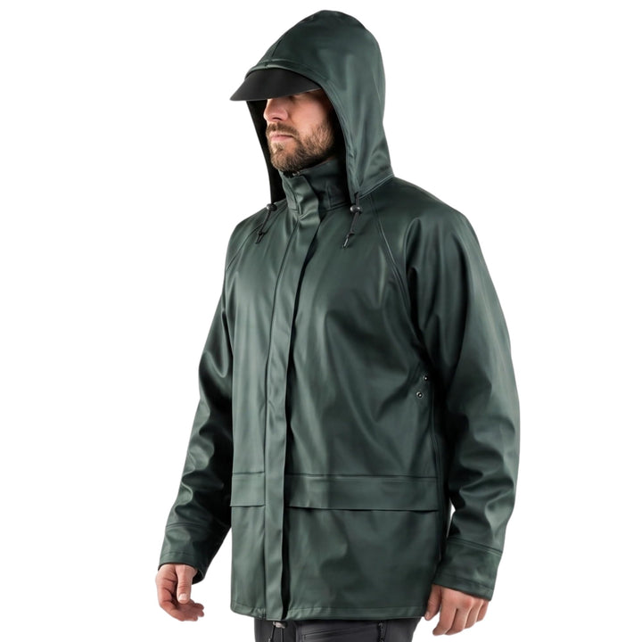 NEO TOOLS Herren Regenset, Regenmantel mit Kapuze und Regenhose, Gr. M-XXXL, verklebte Nähte, Reissv