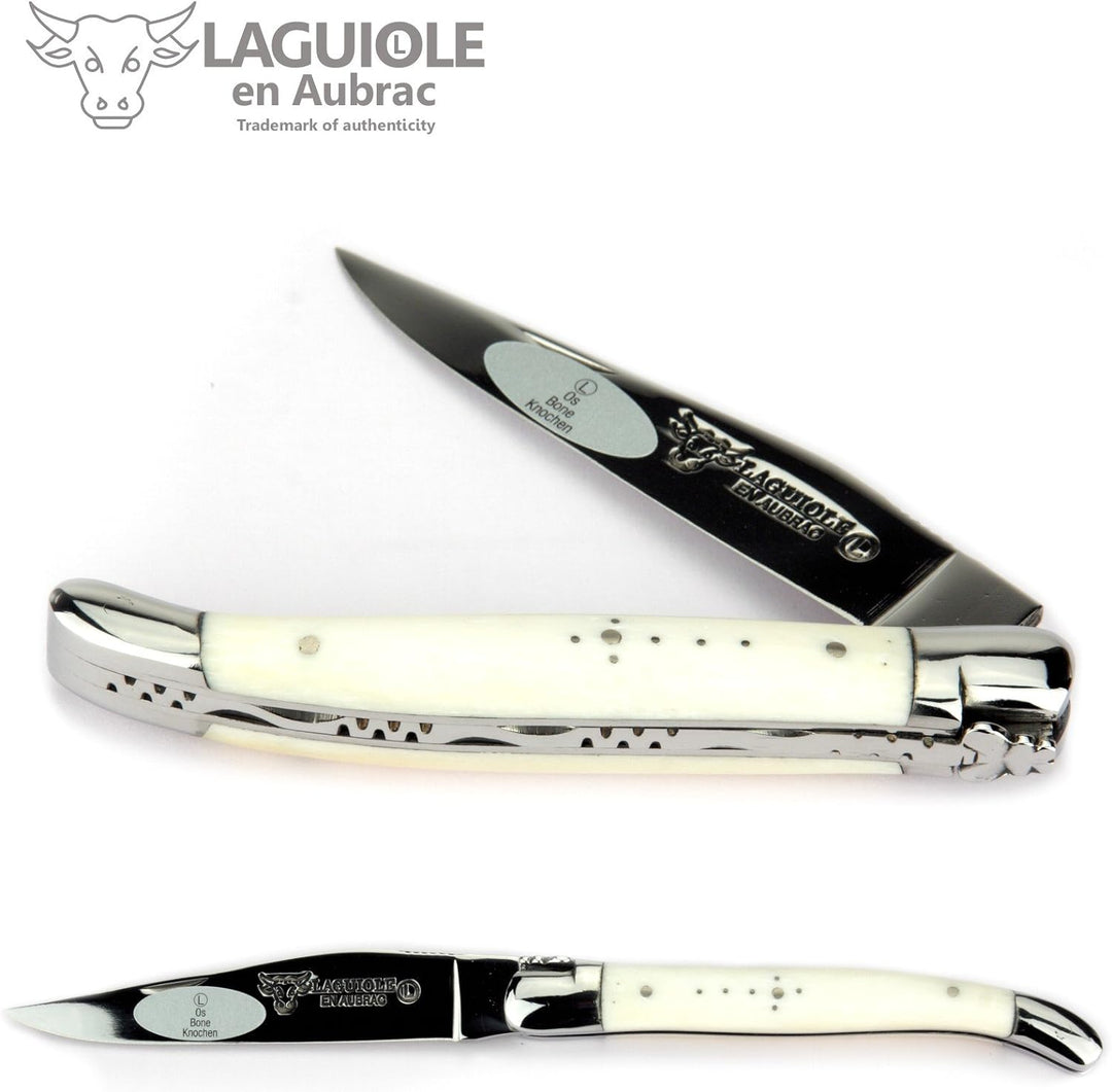 Laguiole en Aubrac Taschenmesser L0211OSIFI 11 cm Griffschalen Knochen Klinge und Backen glänzend