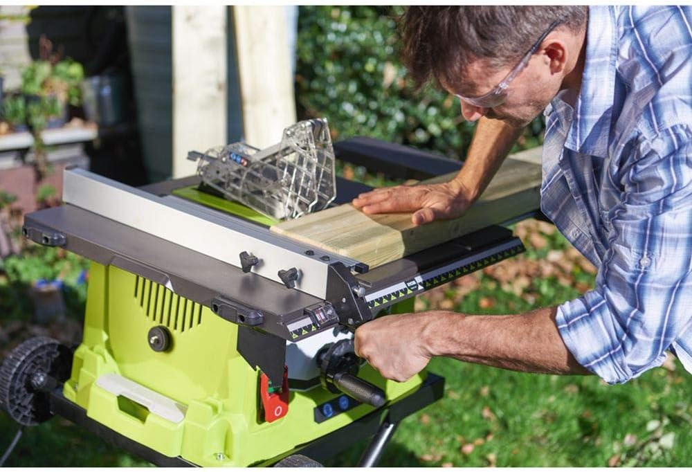 Ryobi 1800 W Tischkreissäge (Kreissäge, Säge) RTS1800ES-G (mit Untergestell, Sägeblatt) 5133002023