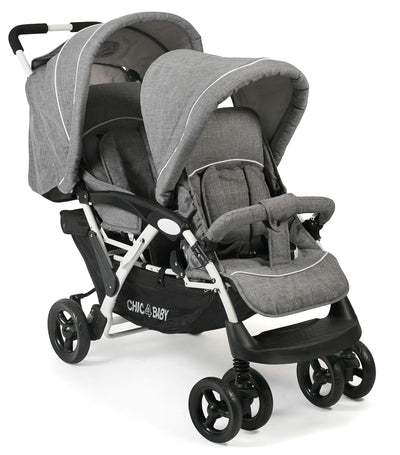 CHIC 4 BABY - Geschwisterwagen DUO mit Tragetasche und Regenschutz, Geschwisterkinderwagen für zwei