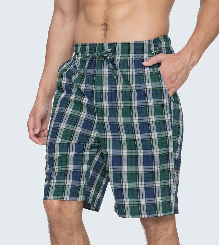 LAPASA Herren Pyjama Shorts mit Taschen, 2er Pack Pyjamahose Schlafshorts Baumwolle kurze Schlafanzu