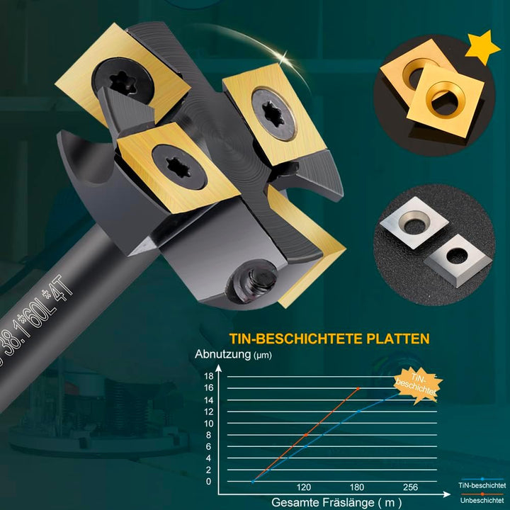 BALUGAEA Planfräser 8mm Schaft Durchmesser 38,1 mm Hobelfräser Holz Abflachfräser mit TiN-besch Hart