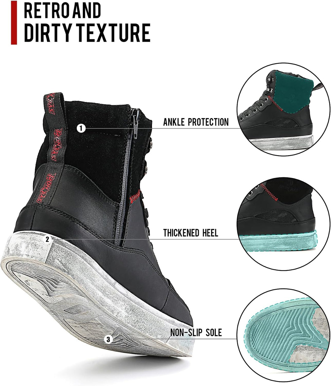 BORLENI Motorradschuhe Herren Motorradstiefel Leder Männer