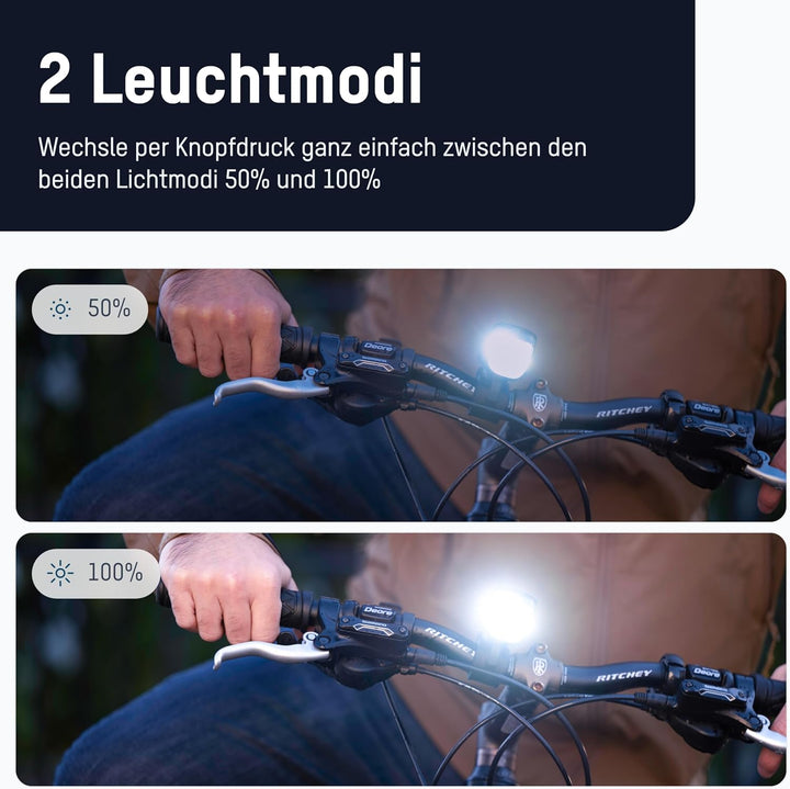 ANSMANN Fahrradlicht 2er Bundle Set StVZO zugelassen mit CREE LED, 140 m Leuchtweite 35 Lux 170 Lume